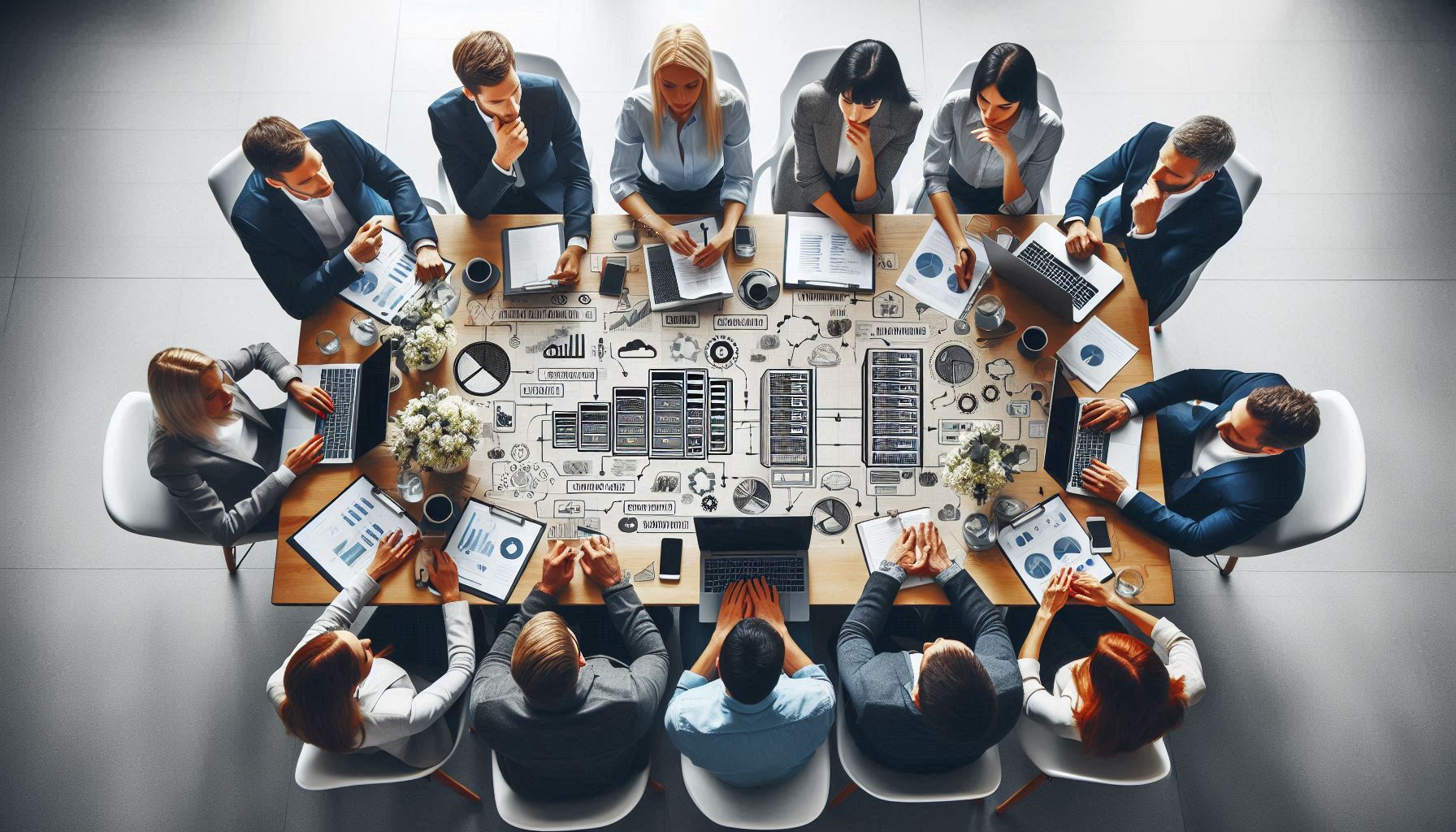 a group of people around a table